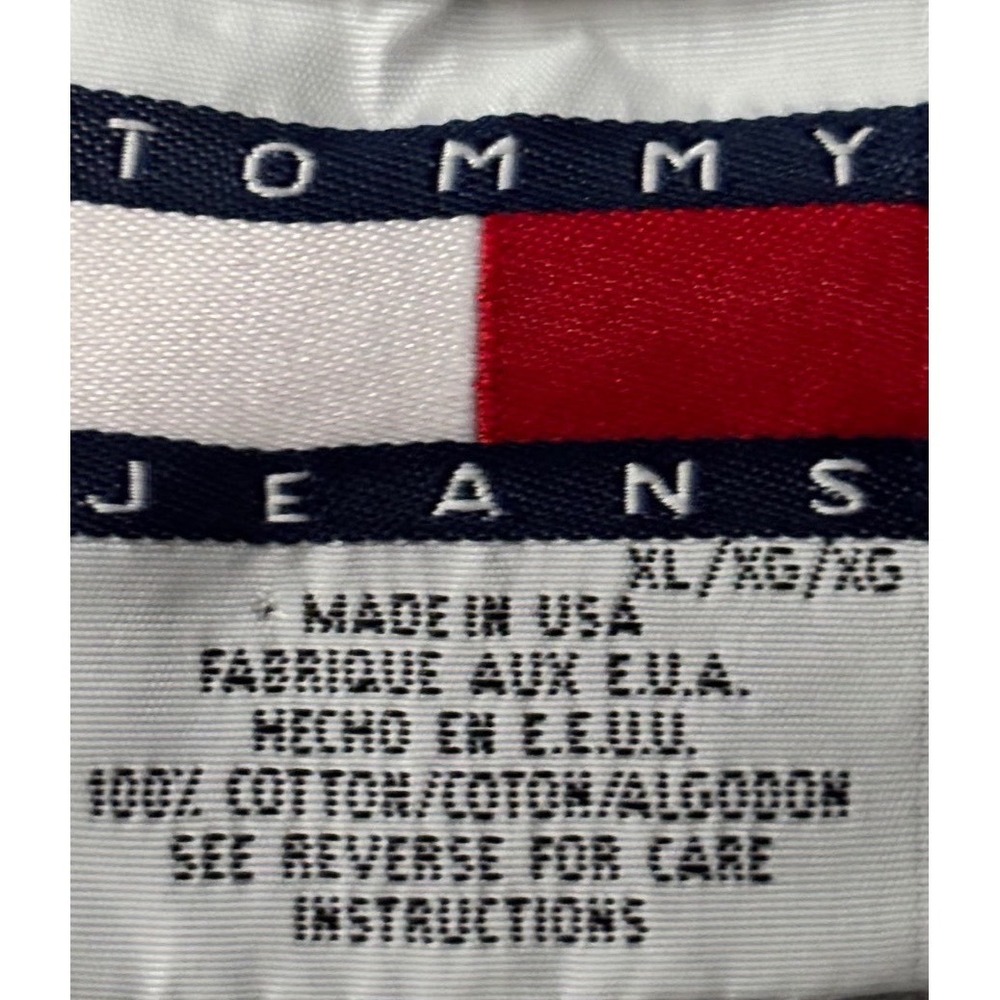 Vintage Tommy Hilfiger Signature Logo T Shirt USA Made XL 90s Gray Cotton Tee - Picture 4 of 5